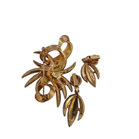 Vintage Signed Hollycraft Enamel and Rhinestone Brooch Set (A4786) - Picture 5 of 7